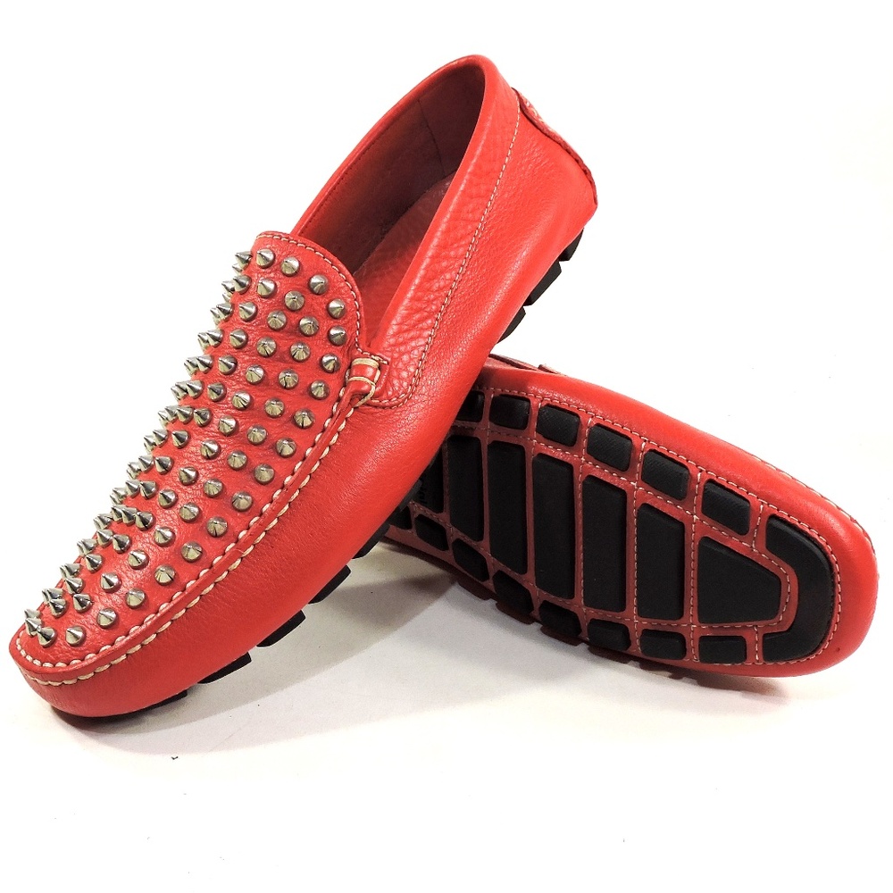 BALDININI 🇮🇹 MEN'S RED SOFT LEATHER COMFORT FASHION MOCCASINS - Picture 6 of 7